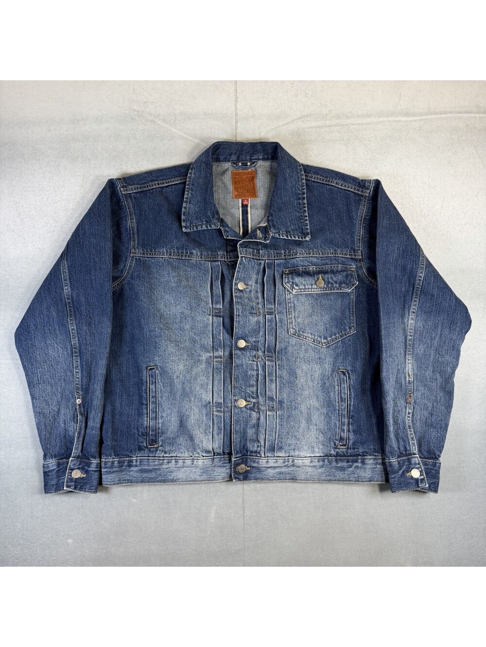 Lucky Brand Legend Selvedge Denim Trucker Jacket Mens Large Blue Buckle Back